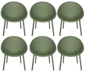 Kit 6 Poltronas Área Externa de PP Marina com Base Desmontável Verde G56 - Gran Belo