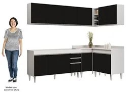 Armário de Cozinha Modulado de Canto 6 Peças CP31 Balcão sem Tampo Bra