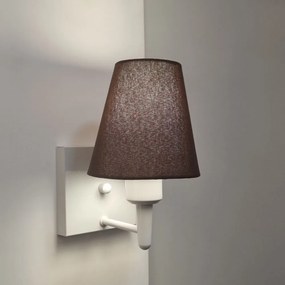 Arandela Quadrada Md-2034 Branco Cúpula em Tecido Cone Café - Bivolt