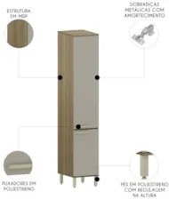 Paneleiro Armário de Cozinha 40cm 2 Portas Nádia Mocca/Avelã L01 - Mpo
