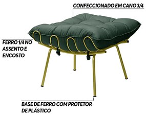 Kit 2 Puff Decorativo Sala de Estar Abel Pés Dourado Suede Verde G41 - Gran Belo