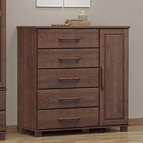 Cômoda Decorativa Madeira Maciça Naipe 5 Gavetas Café G74 - Gran Belo