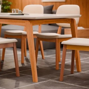 Conjunto Mesa De Jantar Detroit 1.8 Off White/Nature Com 6 Cadeiras Detroit Nature/Areia – Tebarrot Móveis