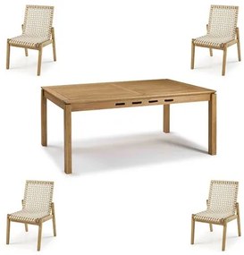 Conjunto Trama Mesa 220cm + Cadeiras Corda Areia - 60501 Sun House