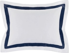 Almofada c/ Enchimento Trussardi Cetim 300 Fios Vercelli 30x40cm - Branco e Azul Siciliano  Branco e Azul Siciliano