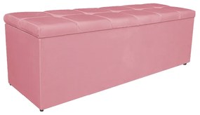 Calçadeira Estofada Manchester 140 cm Casal Suede Rosa Bebê - ADJ Decor