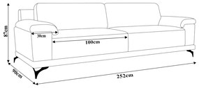 Sofá 252cm Decorativo Sala de Estar Agostino Couro Marrom G52 - Gran Belo