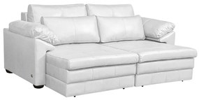 Sofá Decorativo Piece Bipartido Retrátil Sala de Estar 215cm Couro Branco G58 - Gran Belo