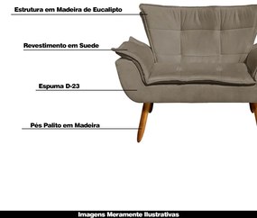 Poltrona Namoradeira Pés Palito Charger Suede Nude G19 - Gran Belo