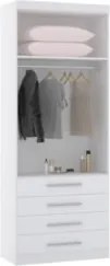 Guarda Roupa Modulado 90cm 2 Portas 4 Gavetas Taiga Branco L01 - Mpoze