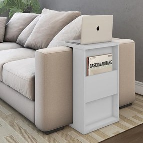 Mesa Bandeja Lateral para Sofá Apoio Multifuncional Branco