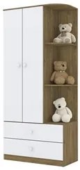 Guarda Roupa Infantil 2 Portas Com Cantoneira Labirinto Rústico/Branco