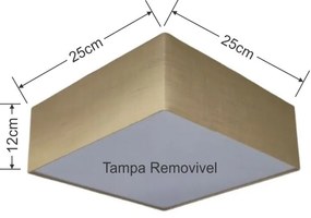 Plafon Quadrado Md-3000 Cúpula em Tecido 25x25x12cm Palha - Bivolt