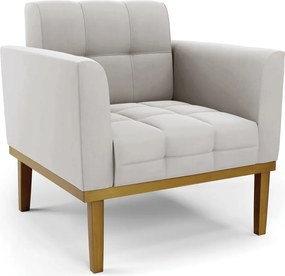 Poltrona Decorativa Karen Pés Fixo em Madeira Castanho Veludo Cinza G19 - Gran Belo