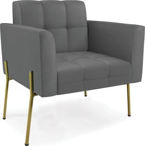 Poltrona Pé de Ferro Dourado para Sala Elisa Corino Grafite D03 - D'Rossi