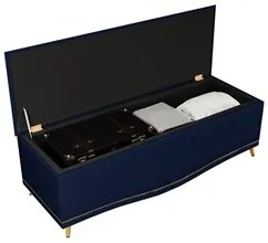 Calçadeira Baú King 195cm com Tachas Imperial J02 Veludo Azul - Mpozen
