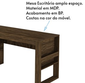 Mesa com Aplique para Escritório Home Office ME4146 MDP Nogal G69 - Gran Belo