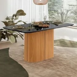 Mesa de Jantar Retangular 160cm 6 Lugares Flex Zuni Ypê/Preto N02 - Mp