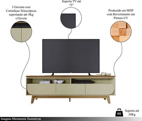 Bancada Decorativa Saiko MDP Pintura UV 3 Gavetas Corrediças Telescópicas até 75 Cumaru/Opala G97 - Gran Belo