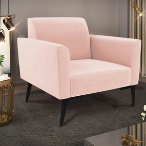 Sofá Namoradeira com 2 Poltronas Pés Villach Marisa Veludo Rosê