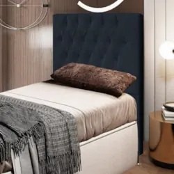 Cabeceira Cama Box Solteiro 90cm Diamante Veludo Preto Z51 - Mpozenato