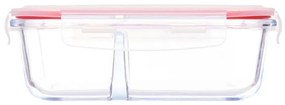 Pote Hermético de Vidro com Divisória e Tampa Click 1040ml Retangular