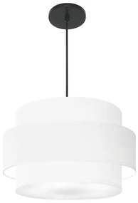Lustre Pendente Cilíndrico Md-4384 Cúpula em Tecido Branco Tam 50cm
