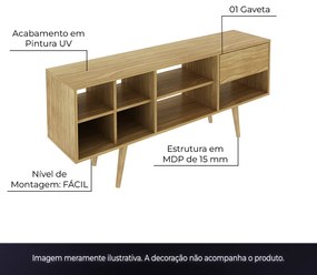 Rack Bancada para TV até 65 Sala de Estar R1462 Natural G69 - Gran Belo