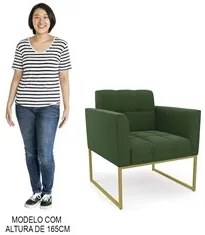 Poltrona Base Industrial Dourado Kit 2 Ana Suede Verde - Ibiza