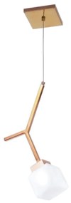 Pendente Three Vidro Quadrado 09X43X30Cm Metal E Cubo 01Xg9 | Old Arti... (PRETO / CROMADO, FOSCO (BRANCO))