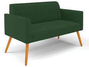 Sofá Namoradeira com Poltrona Pés Palito Castanho Marisa Veludo D03 - D'Rossi - Verde