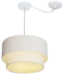 Lustre Pendente Cilíndrico Com Desvio Branco MJ-4359 Para Mesa de Jantar e Estar