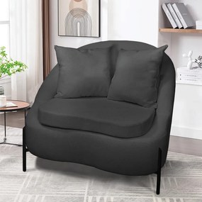 Poltrona Decorativa Orgânica Pé de Metal Preto Kit 2 Zaya Bouclê C05 - D'Rossi - Grafite
