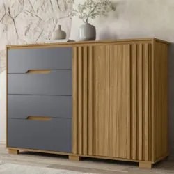 Cômoda Para Quarto 4 Gavetas 147cm Gênova Z17 Freijó/Cinza - Mpozenato