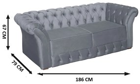 Namoradeira Sofá 2 Lugares Chesterfield Capitonê 186cm Veludo Cinza - Sheep Estofados - Cinza