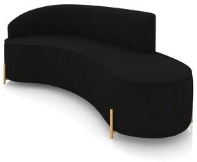 Sofá 4 Lugares Orgânico 220cm Pé Dourado Morgan Veludo D03 - D'Rossi - Preto