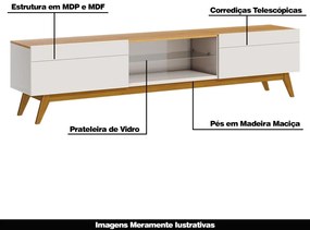 Rack Bancada 2 Gavetas 218cm Amy Off White/Nature G29 - Gran Belo