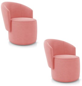 Poltrona Decorativa Orgânica Fixa para Sala Kit 2 Malu Suede M11 - D'Rossi - Rose