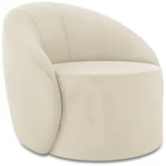 Poltrona Sala Decorativa Redonda 91cm Steve Veludo Bege I01  - Mpozena