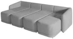 Sofá Cama Casal para Sala 316cm Polska Z08 Veludo Cinza - Mpozenato