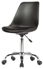 Cadeira Chicago Couro Preto Base Cromada Rodizio 102cm - 62569 Sun House