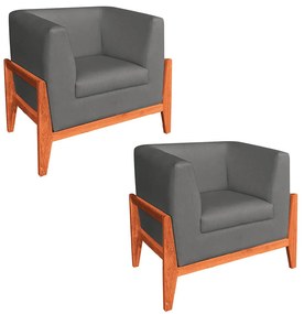 KIT 02 POLTRONAS LUCY LINHO CINZA A26 BA