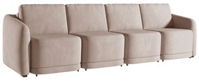 Sofá Cama Modulado Retrátil e Reclinável Decorativo Varsóvia 316cm Veludo Rosê G33 - Gran Belo