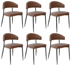 Cadeira de Jantar Estofada Kit 6 Chloe M25 Sintético Marrom - Mpozenat