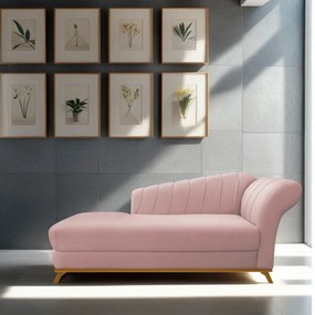 Recamier Vanessa 140cm Lado Esquerdo Suede Rosê - ADJ Decor
