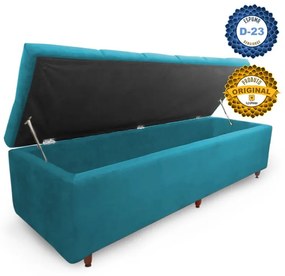 Calçadeira Baú Casal 140cm Veneza Suede Turqueza - Sheep Estofados