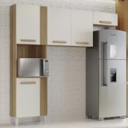 Armário de Cozinha 210cm Com Tampo Hanna Atacama/Off White A15 - Mpoze