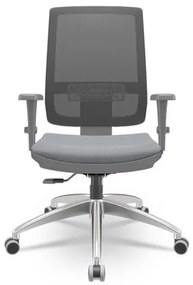 Cadeira Brizza Diretor Grafite Tela Preta Assento Vinil Cinza Base RelaxPlax Alumínio - 65903 Sun House