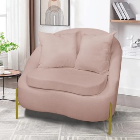 Poltrona Decorativa Orgânica Pé de Metal Dourado Zaya Bouclê C05 - D'Rossi - Rose