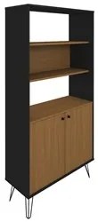 Estante Livreiro Decorativa 2 Portas Industrial Lit A06 Freijó/Preto -